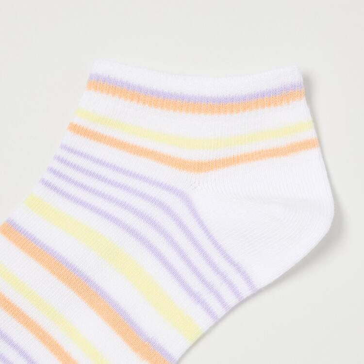 Uniqlo Pruhované Kratke (Three Pairs) Ponozky Detske Svetlo Oranžové Biele | CEAPNI-643