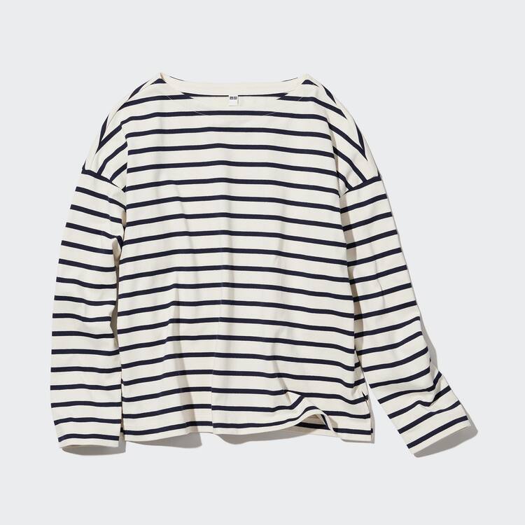 Uniqlo Pruhované Long Sleeved Tricko Damske Biele | QIACYM-592