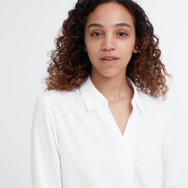 Uniqlo Rayon 3/4 Sleeve Blúzky Damske Biele | UDZEXV-369