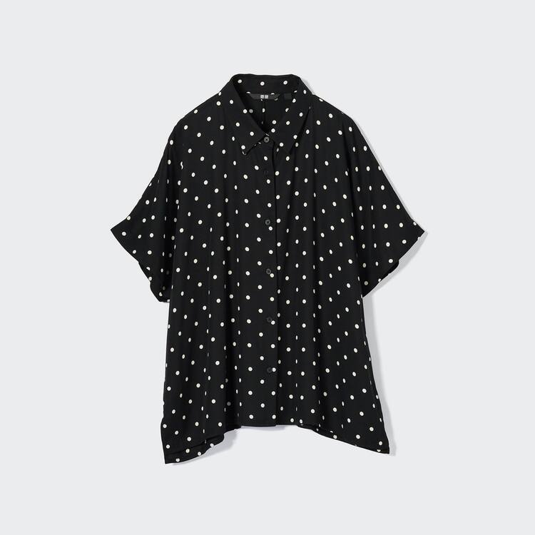 Uniqlo Rayon Kratke Sleeve Blúzky Damske Čierne | EXPAYD-509
