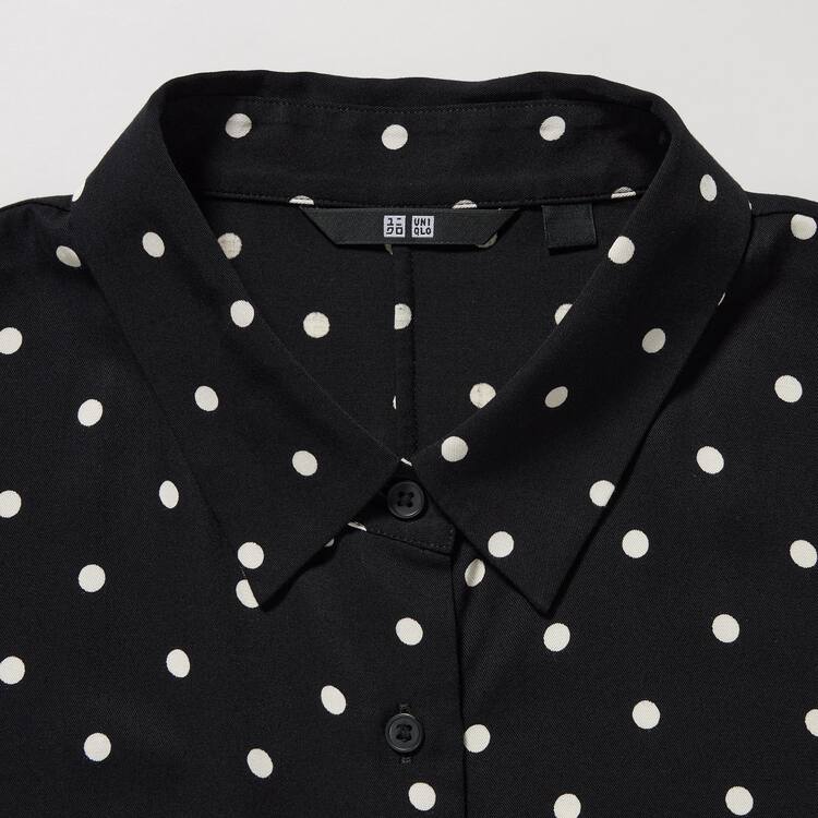 Uniqlo Rayon Kratke Sleeve Blúzky Damske Čierne | EXPAYD-509