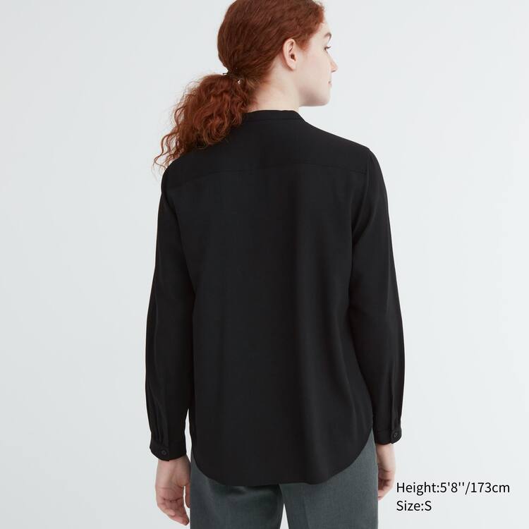 Uniqlo Rayon Pintuck Long Sleeved Blúzky Damske Čierne | ELUQNR-910