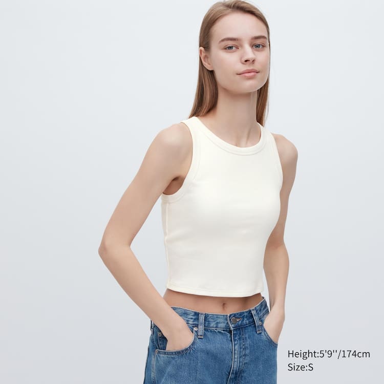 Uniqlo Rebrovaný Cropped Bez Rukavov Podprsenky Damske Biele | RQDAVM-384