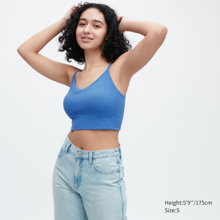 Uniqlo Rebrovaný Cropped Camisole Podprsenky Damske Modre | ABSHCQ-910