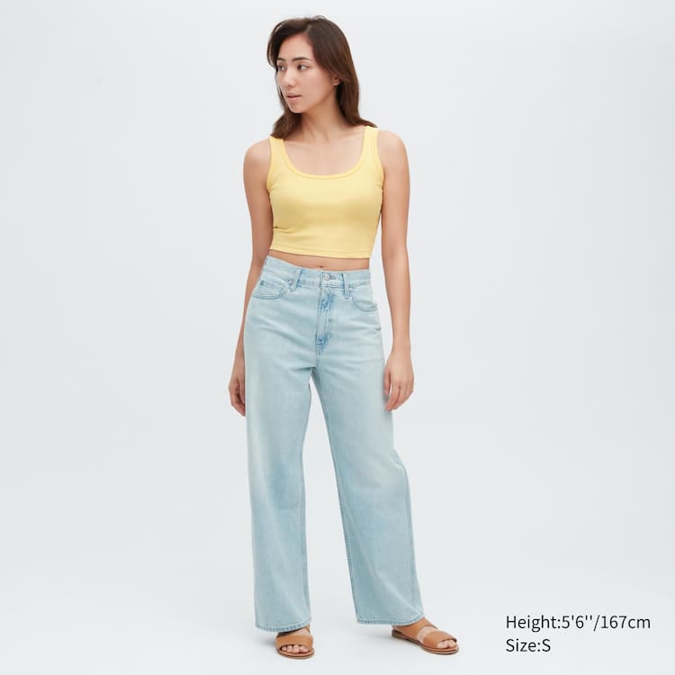 Uniqlo Rebrovaný Cropped Vesty Damske Žlté | CJHGQL-874