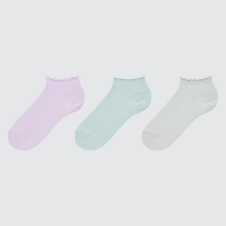 Uniqlo Rebrovaný Kratke (Three Pairs) Ponozky Detske Ruzove Zelene Siva | HFSCEO-829