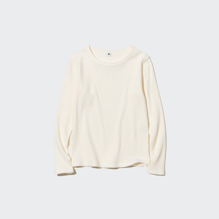 Uniqlo Rebrovaný Long Sleeved Tricko Detske Biele | XHOUBC-986