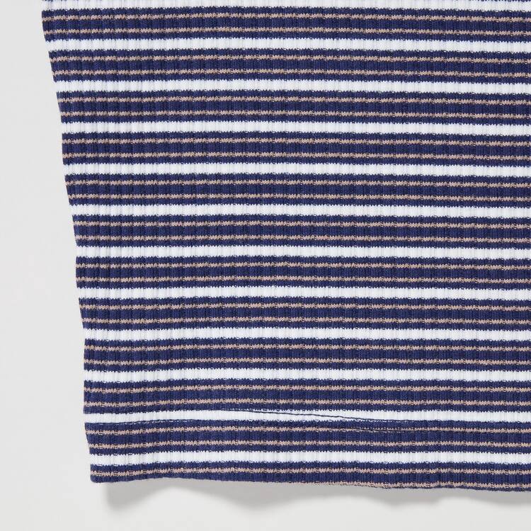 Uniqlo Rebrovaný Pruhované Cropped Tricko Detske Modre | GZLNIU-061