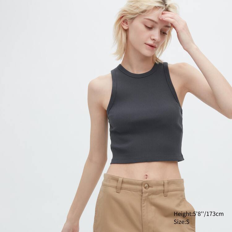 Uniqlo Rebrovaný Racer Back Cropped Fit Topy Damske Siva | JEHTSP-812