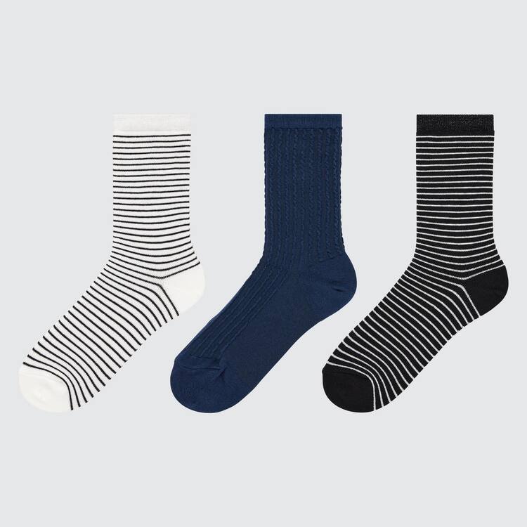 Uniqlo Regular (3 Pairs) Ponozky Detske Biele Čierne Modre | ZVMTRO-439