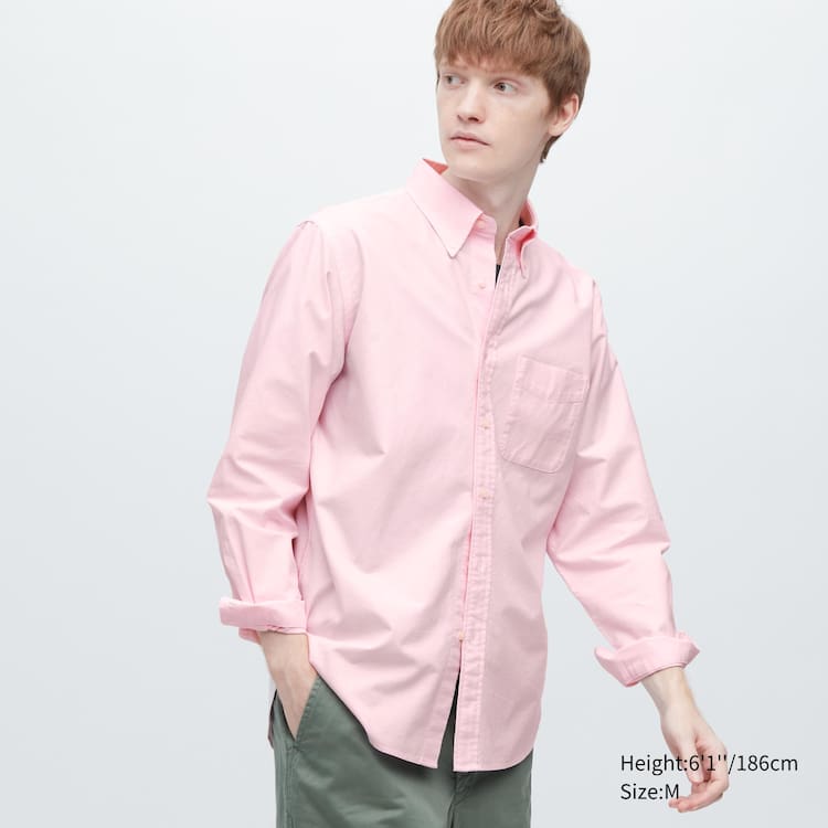 Uniqlo Regular Fit Oxford (Button-down Collar) Kosele Panske Ruzove | BUAMXL-485