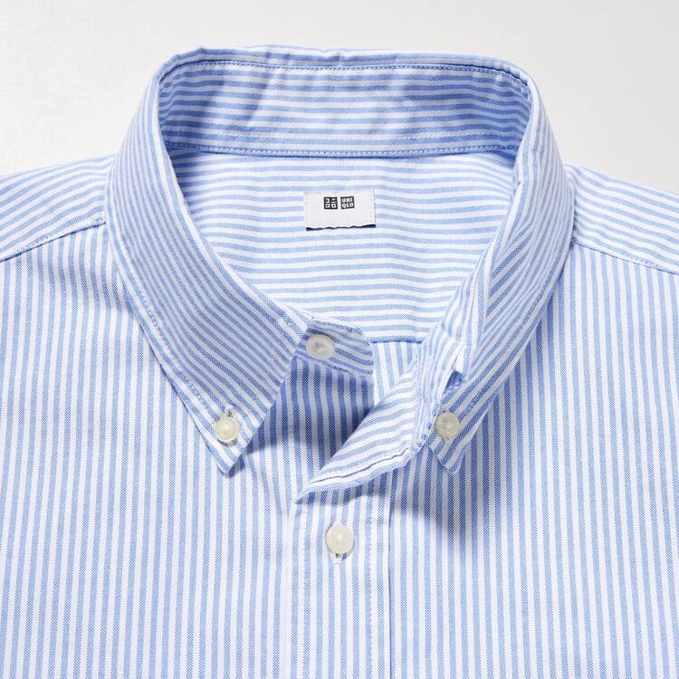 Uniqlo Regular Fit Pruhované Oxford (Button-down Collar) Kosele Panske Modre | PXEJRV-914