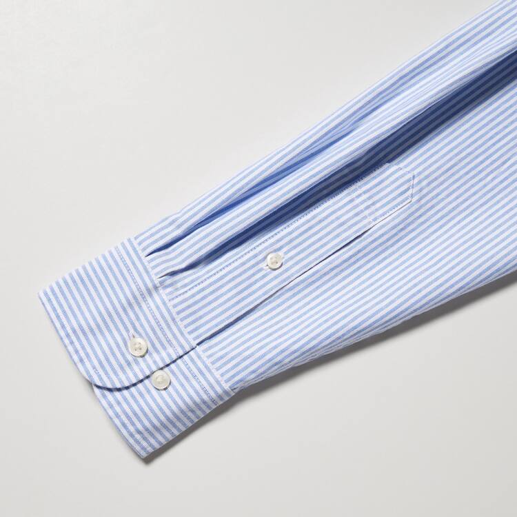 Uniqlo Regular Fit Pruhované Oxford (Button-down Collar) Kosele Panske Modre | PXEJRV-914