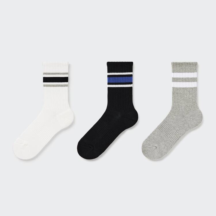 Uniqlo Regular (Three Pairs) Ponozky Detske Biele Čierne Siva | AQPTWC-739