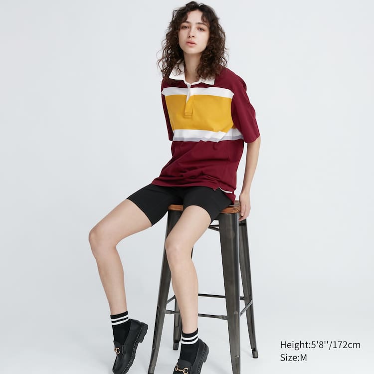 Uniqlo Rugger Pruhované Kratke Sleeved Polokosele Panske Bordove | RKHFJI-962