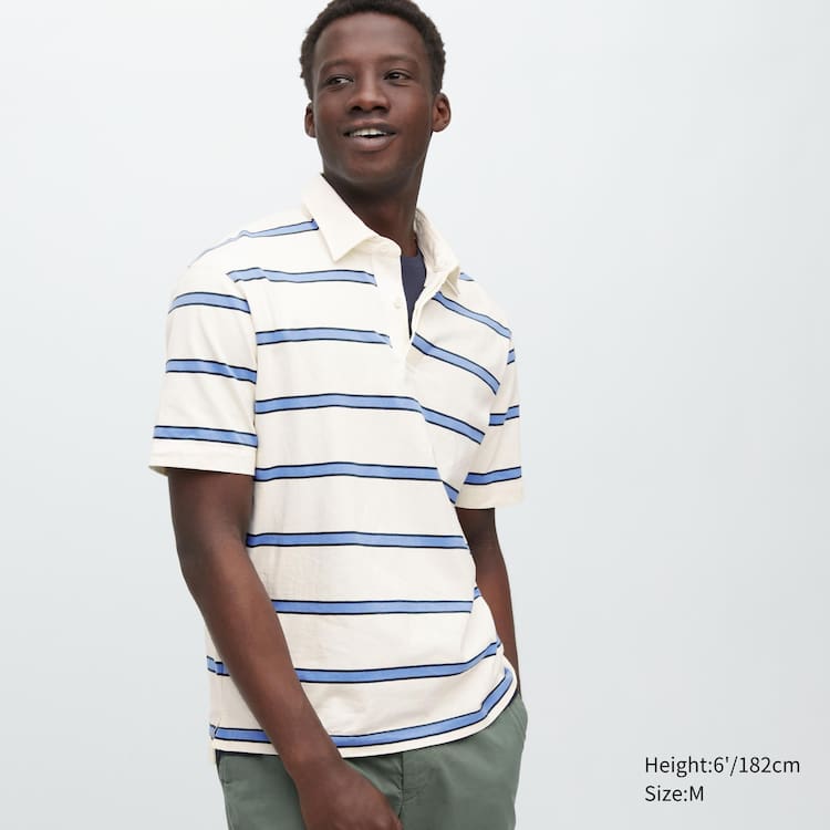 Uniqlo Rugger Pruhované Polokosele Panske Biele | AZLCHN-059