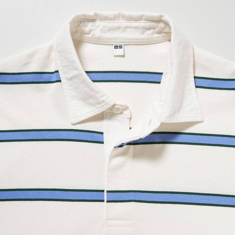 Uniqlo Rugger Pruhované Polokosele Panske Biele | NFQEOC-579