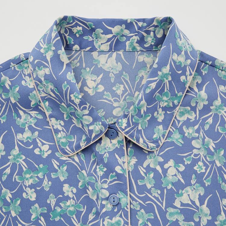 Uniqlo Satin Kratke Sleeved Loungewear Damske Modre | UIVMSR-459