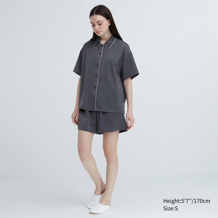 Uniqlo Satin Pajamas (Kratke Sleeve) Loungewear Damske Siva | QNPYLK-981