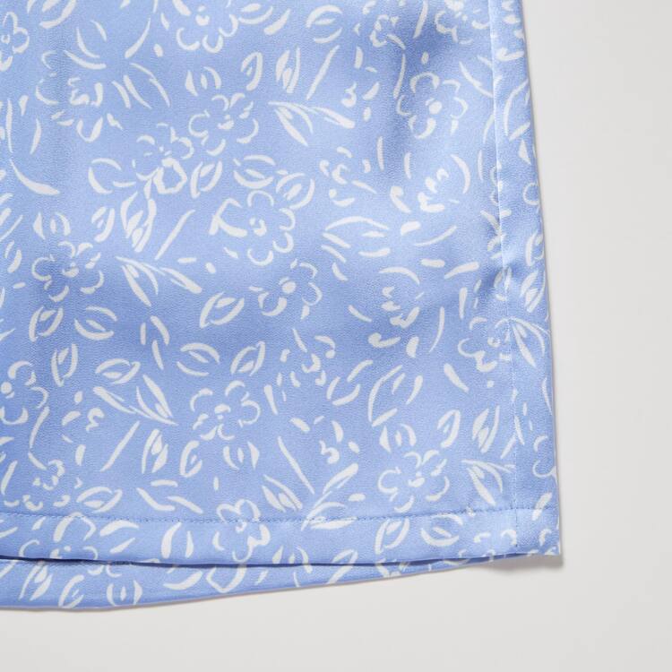 Uniqlo Satin Printed Pajamas (Kratke Sleeve) Loungewear Damske Modre | BNOIKR-385