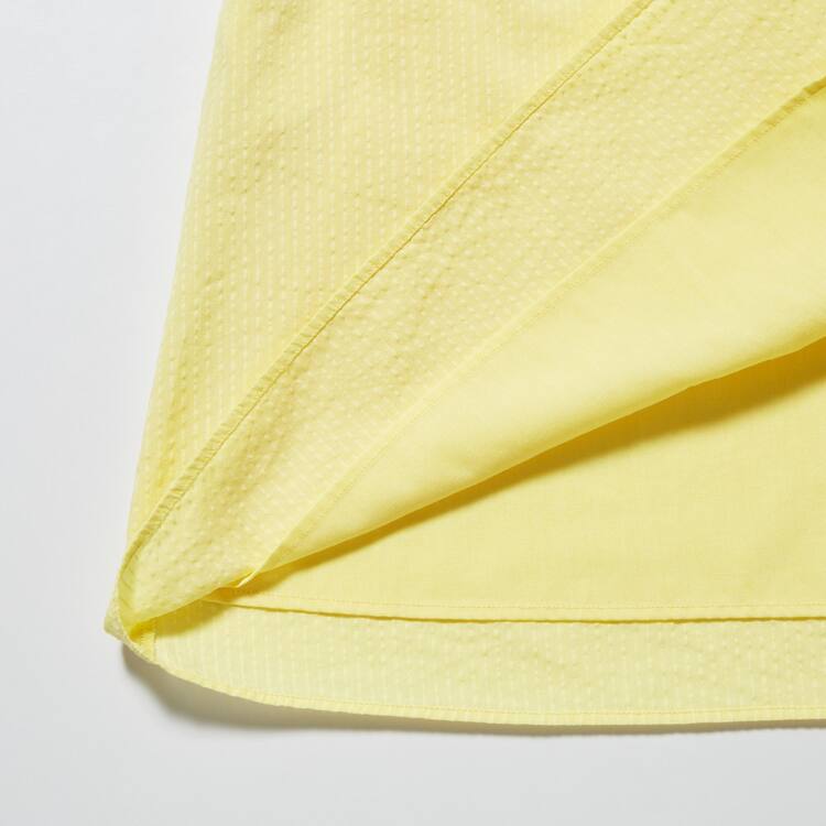 Uniqlo Seersucker Gathered Kratke Sleeved Saty Detske Žlté | VDARSF-096