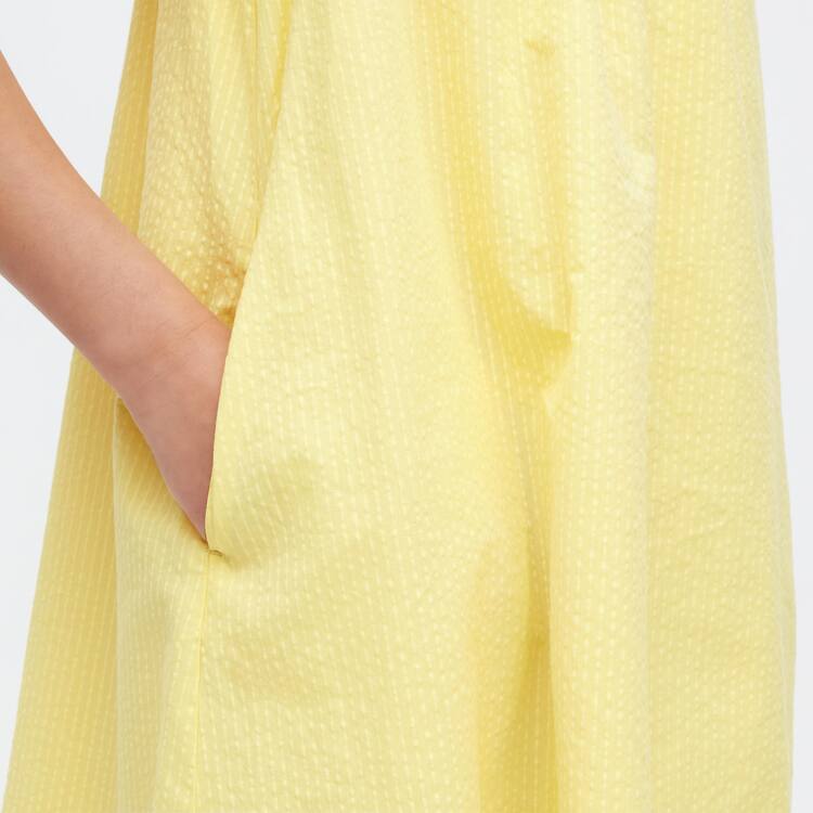 Uniqlo Seersucker Gathered Kratke Sleeved Saty Detske Žlté | VDARSF-096