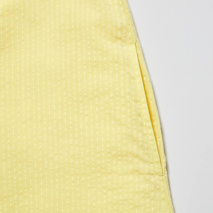 Uniqlo Seersucker Gathered Kratke Sleeved Saty Detske Žlté | VDARSF-096