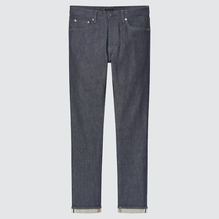 Uniqlo Selvedge Stretch Slim Fit (2021 Season) Džínsy Panske Námornícka Modrá | WJOMDV-890