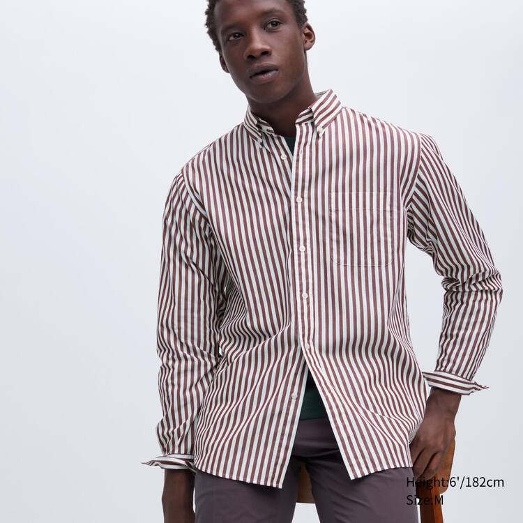 Uniqlo Shirt Bežná Long Sleeve Kosele Panske Bordove | UGRPXA-897