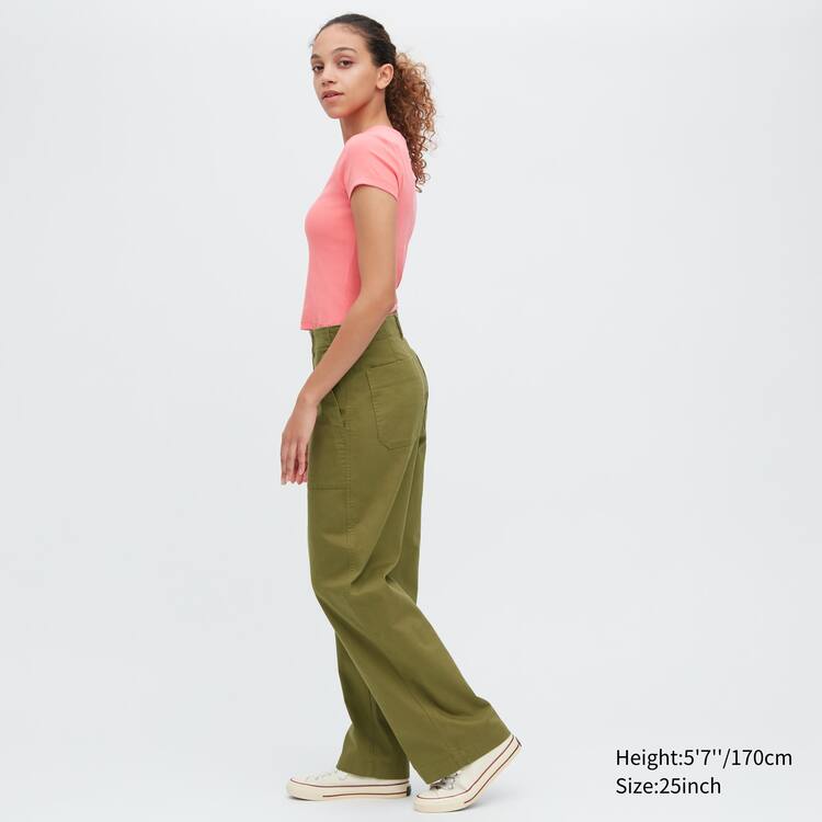 Uniqlo Siroke Topanky Leg Baker Nohavice Damske Olivovo Zelená | DWGNMB-964