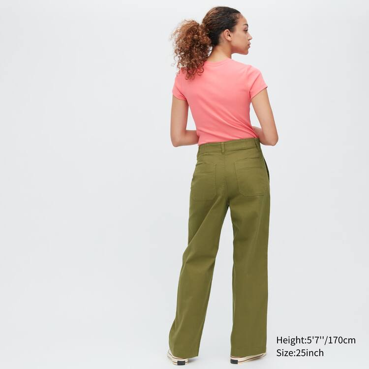 Uniqlo Siroke Topanky Leg Baker Nohavice Damske Olivovo Zelená | DWGNMB-964