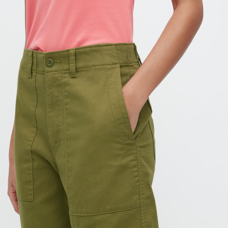 Uniqlo Siroke Topanky Leg Baker Nohavice Damske Olivovo Zelená | DWGNMB-964