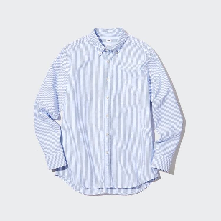 Uniqlo Slim Fit Pruhované Oxford (Button-down Collar) Kosele Panske Modre | BQJLFS-726