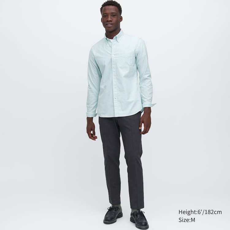 Uniqlo Slim Fit Pruhované Oxford Kosele Panske Zelene | ENAVZJ-514