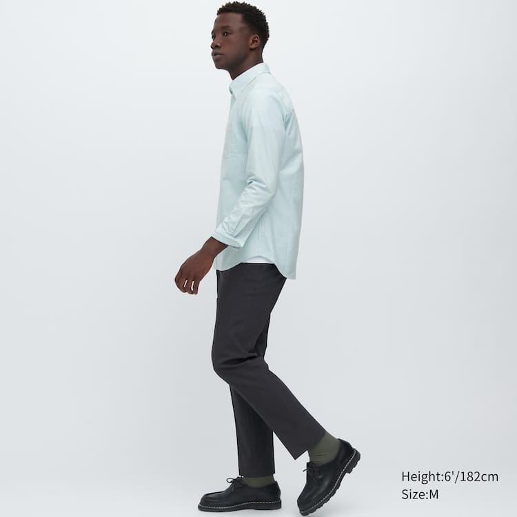 Uniqlo Slim Fit Pruhované Oxford Kosele Panske Zelene | ENAVZJ-514