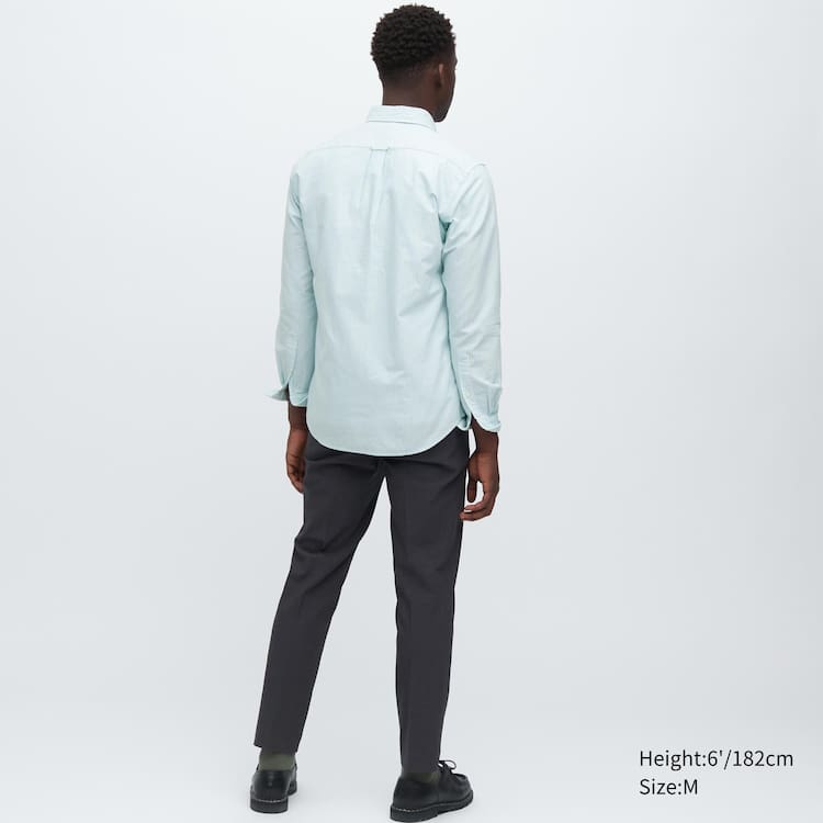 Uniqlo Slim Fit Pruhované Oxford Kosele Panske Zelene | ENAVZJ-514