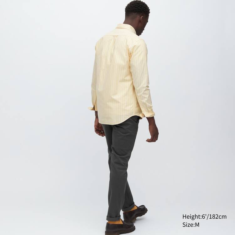 Uniqlo Slim Fit Pruhované Oxford Kosele Panske Žlté | QHAYFL-731