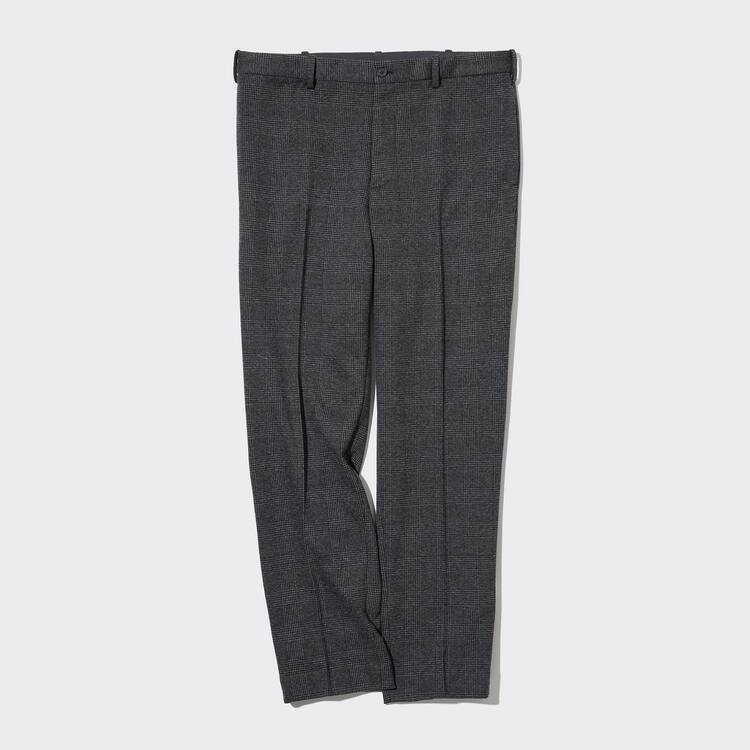 Uniqlo Smart Glen Checked Ankle Length (Long) Nohavice Panske Siva | FOLAMV-926