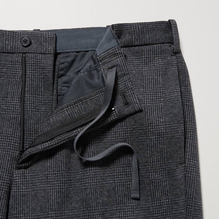 Uniqlo Smart Glen Checked Ankle Length (Long) Nohavice Panske Siva | FOLAMV-926