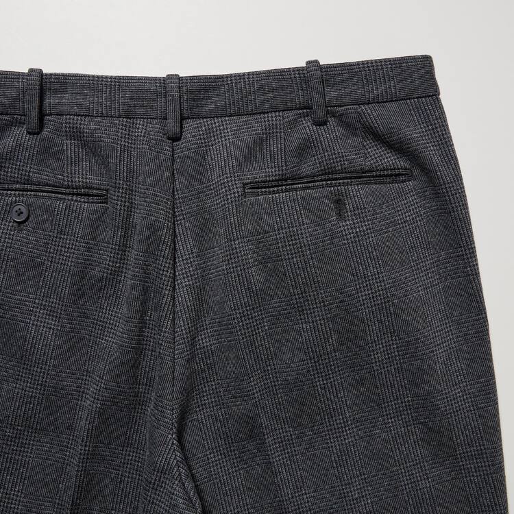 Uniqlo Smart Glen Checked Ankle Length (Long) Nohavice Panske Siva | FOLAMV-926