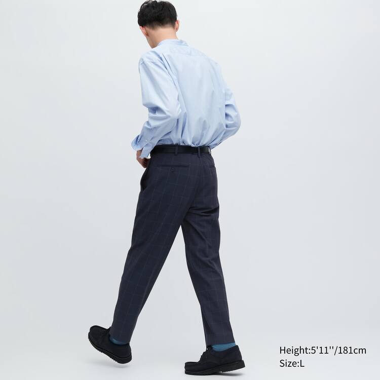 Uniqlo Smart Patterned Ankle Length Nohavice Panske Námornícka Modrá | NFXTEU-145