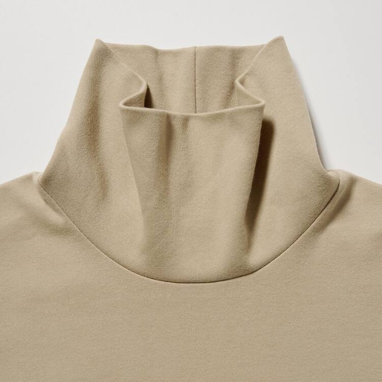 Uniqlo Smooth Stretch Bavlnene Turtleneck Long Sleeved Topy Damske Béžové | QAFNYM-981
