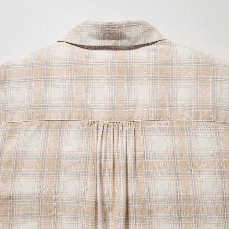 Uniqlo Soft Brushed Checked Long Sleeved Kosele Damske Béžové | CFUZBH-236