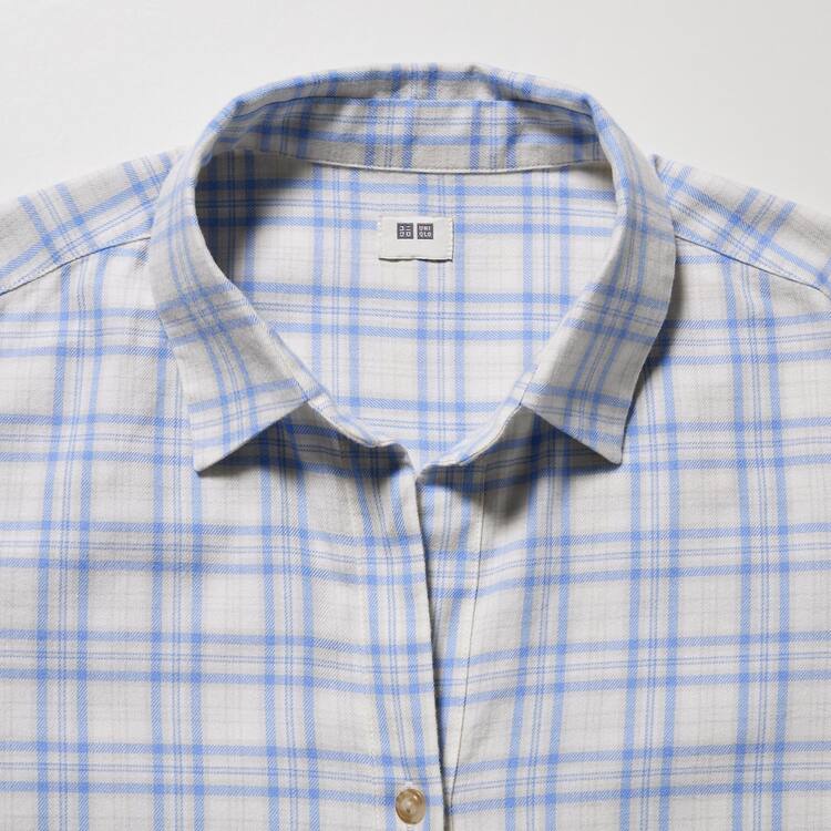 Uniqlo Soft Brushed Checked Long Sleeved Kosele Damske Svetlo Modre | KJWOSM-029
