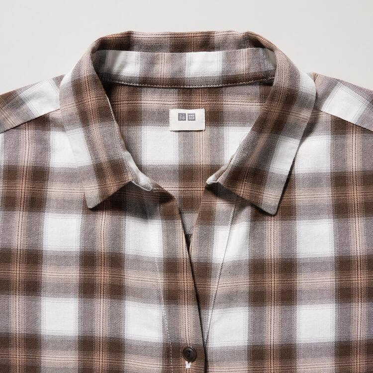 Uniqlo Soft Brushed Checked Long Sleeved Kosele Damske Hnede | NWTMHE-542