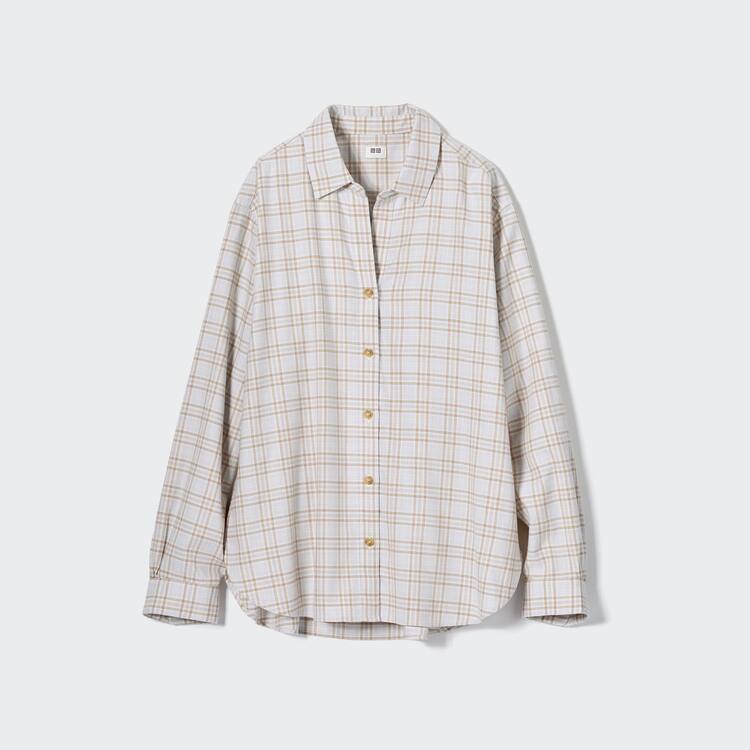 Uniqlo Soft Brushed Checked Long Sleeved Kosele Damske Svetlo Siva | UECNSH-892