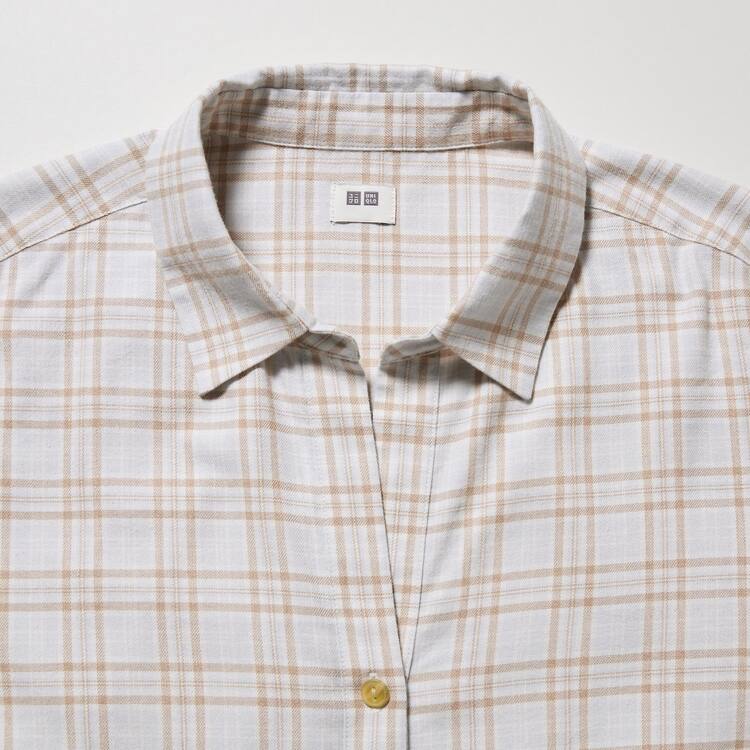 Uniqlo Soft Brushed Checked Long Sleeved Kosele Damske Svetlo Siva | UECNSH-892