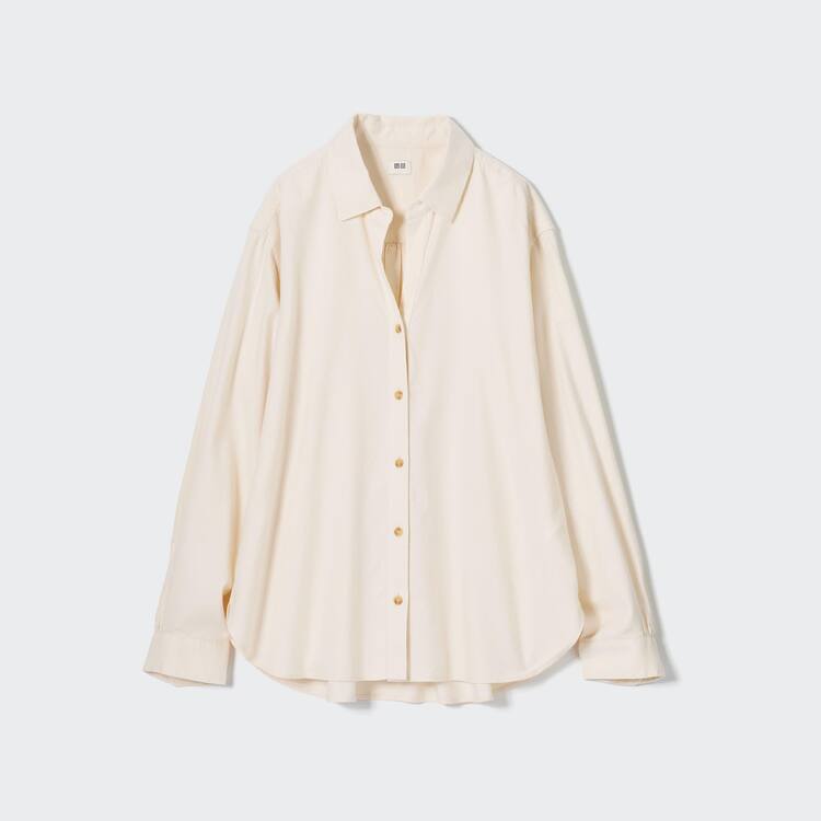 Uniqlo Soft Brushed Long Sleeved Kosele Damske Biele | FNPXSJ-714