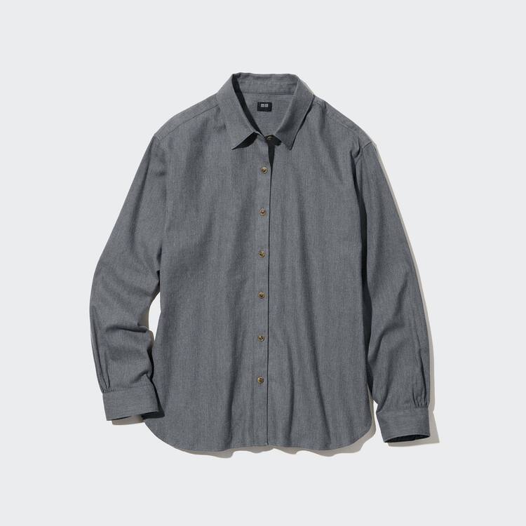 Uniqlo Soft Brushed Long Sleeved Kosele Damske Siva | XCVZKD-068