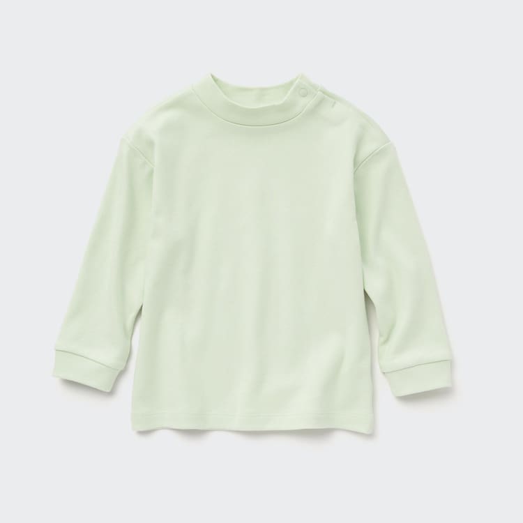 Uniqlo Soft Touch Bavlnene Mock Neck Long Sleeved Tricko Pre Babatka Svetlo Zelene | YRAFBN-478